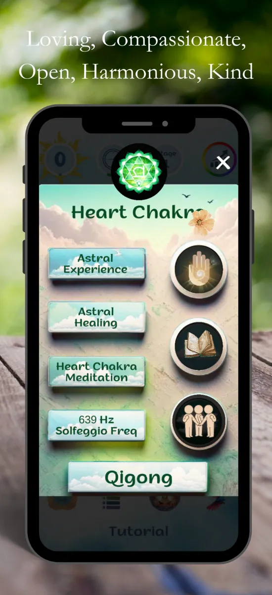 Heart Chakra screen in the Peace Life app